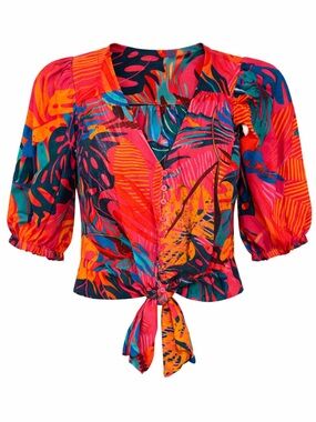 🌺 Joie Tropical Tie-Front Crop Top – Size Small 🌺